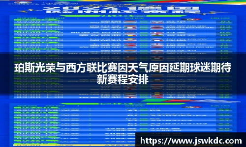珀斯光荣与西方联比赛因天气原因延期球迷期待新赛程安排